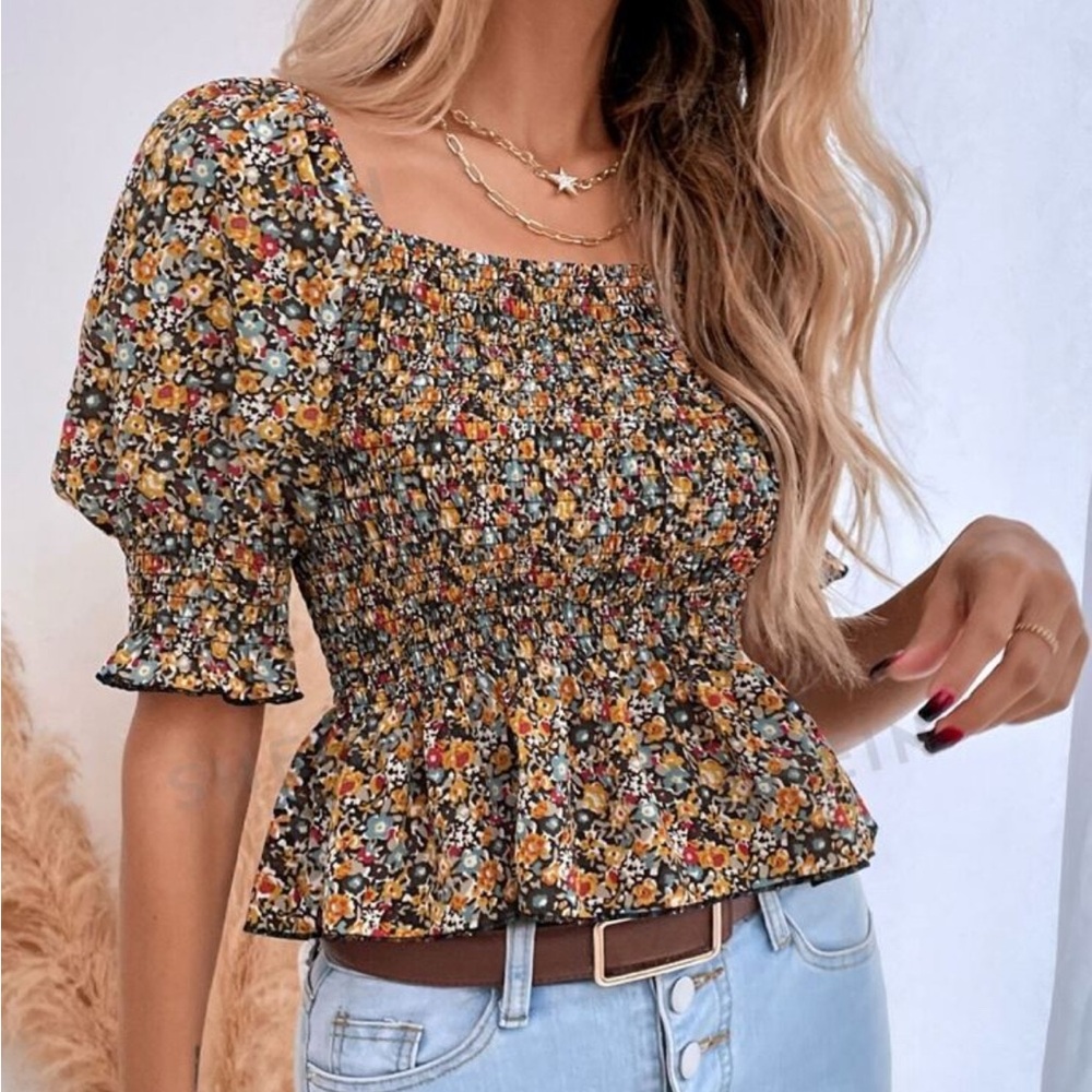 Ditsy Floral Sheered Blouse